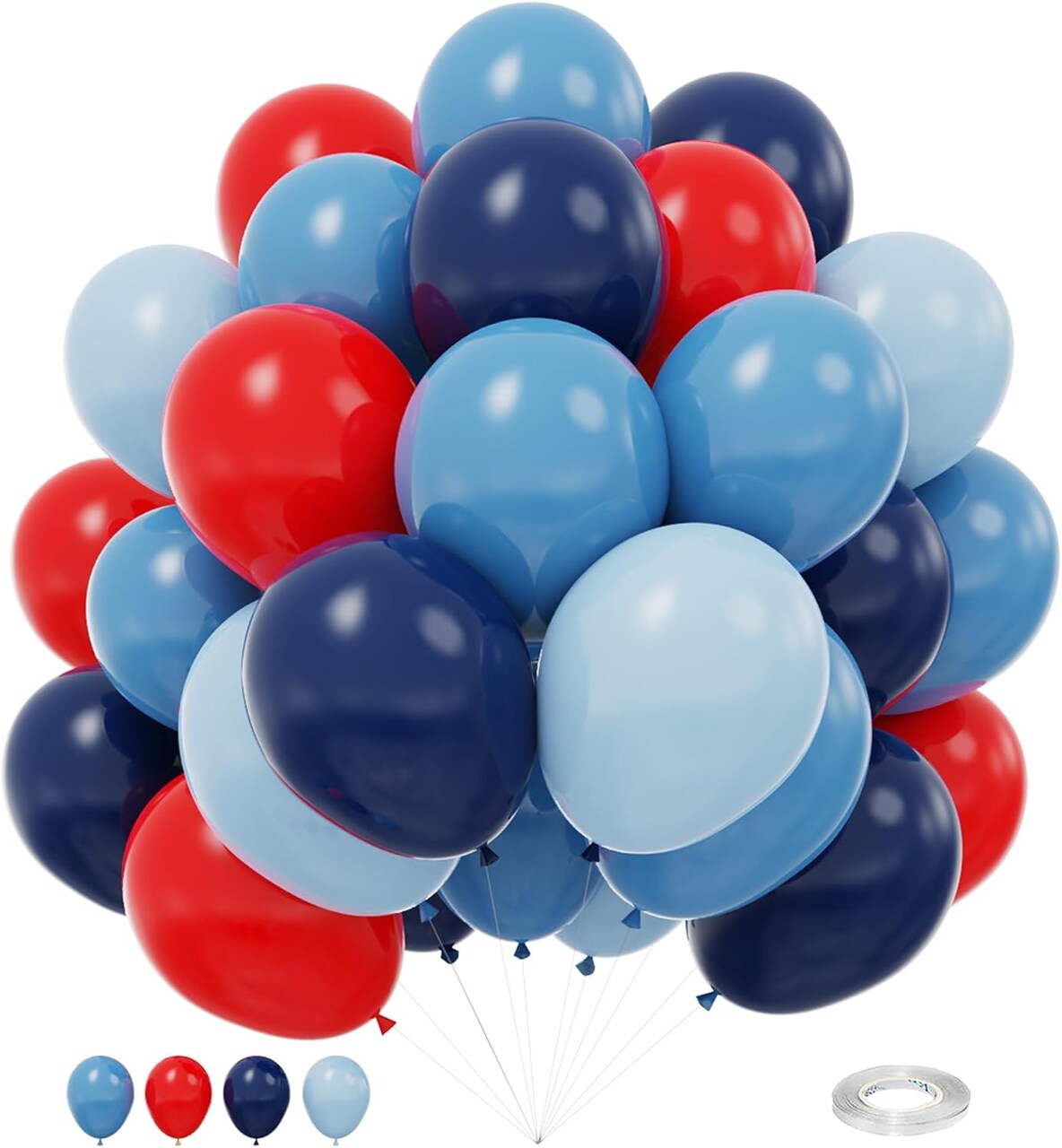 Red and Blue Balloons , 12 Inch Navy Blue Balloons, Dark Blue and Matte Red Balloons